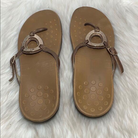 Vionic Karina Tan/Gold Orthoheel Thongs Sz 9 - Picture 3 of 6